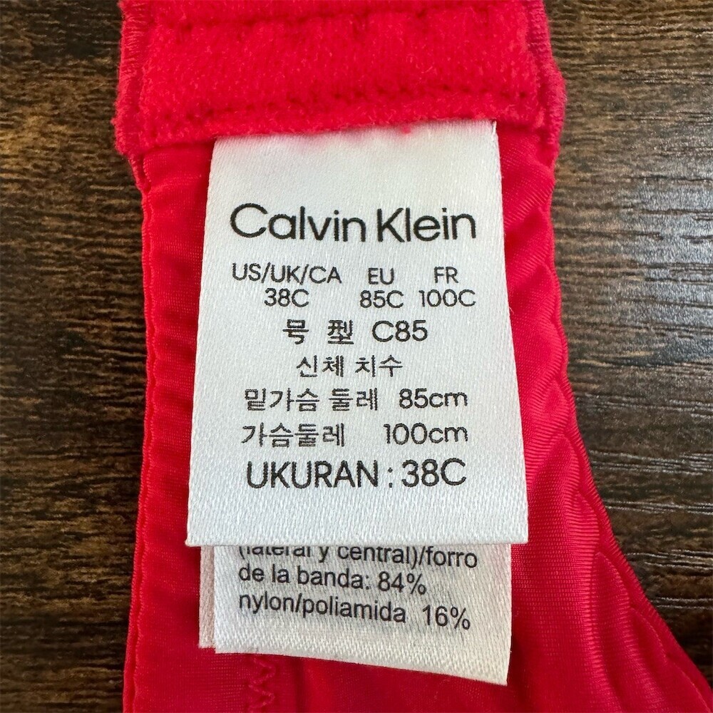 Calvin Klein Push-Up T-Shirt Bra Size 38C Red Underwire - Picture 6 of 9
